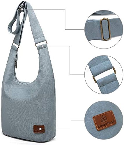 Coton Pose Women's Hippie Crossbody Bag - Top Zip Large Capacity Canvas Sling Bag - Handmade Jacquard Cloth