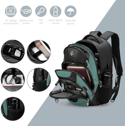Swissdigital Design Laptop Backpack with USB Charging Port | Men's 15.6 Inches Fit 31L Travel Backpack | Blue/Black | SD