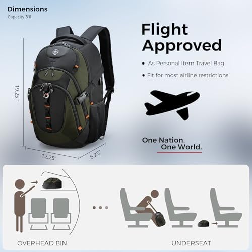 Swissdigital Design Laptop Backpack with USB Charging Port | Men's 15.6 Inches Fit 31L Travel Backpack | Blue/Black | SD