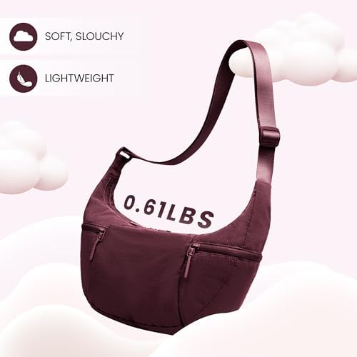 Women's VONAL Nylon Crescent Crossbody Bag for Slouchy Shoulder Hobo, Lightweight Moon Bag Dumpling Sling Purse | VONAL