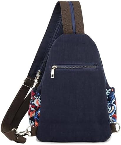 SILKAREA Embroidered Boho Small Sling Bag for Women Travel (Blue) SILKAREA Embroidered Boho Small Sling Bag for Women Ch