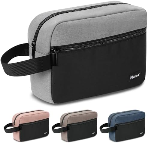 Elviros Lightweight Travel Toiletry Bag for Women and Men Travel Essentials Gifts for Men(Navy Blue) Global Recycled Sta