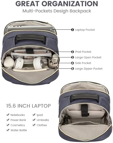 Laptop Backpack Purse for Women Work Travel Black OEKO-TEX STANDARD 100 Laptop Backpack Purse for Women College Black Qu