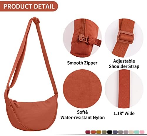 EVGLOW Nylon Crescent Crossbody Bag - Trendy Women's Travel Sling Bag EVGLOW Nylon Crescent Crossbody Bag - Small Men's