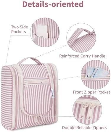 Narwey Large Blue Leaf Hanging Toiletry Bag for Women Travel and Men Cosmetics Organizers