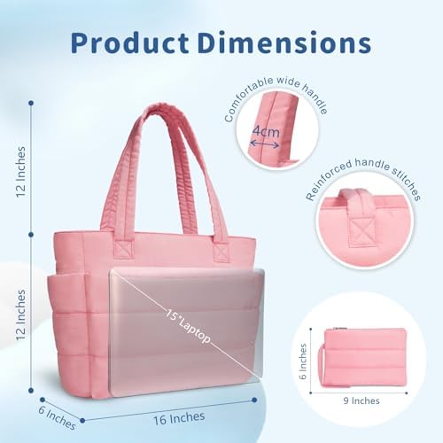 TOPDesign Lightweight Puffy Handbag for Women Travel TOPDesign Quilted Shoulder Bag for Women Work TOPDesign Puffer Tote