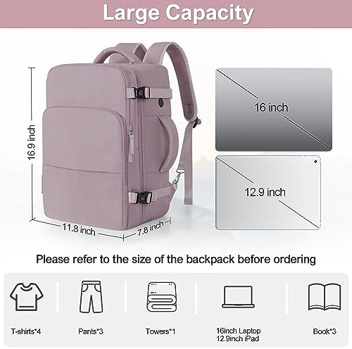 Women's Flight Approved Travel Backpack with USB Charging, Lightweight & Waterproof, Ideal for College, Work and Travel