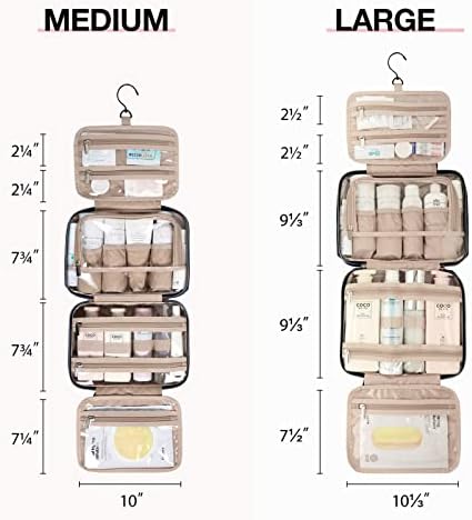 Toiletry Bag Smart Hanging Travel Makeup Organizer TSA Approved Transparent | Travel Makeup Organizer with Hanging Feat