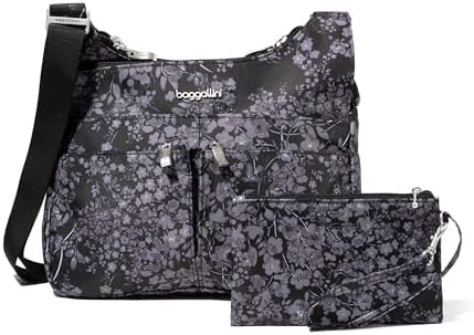 Baggallini Cross Over Crossbody Women Lightweight Water-Resistant Nylon Organized Travel Bag Purse