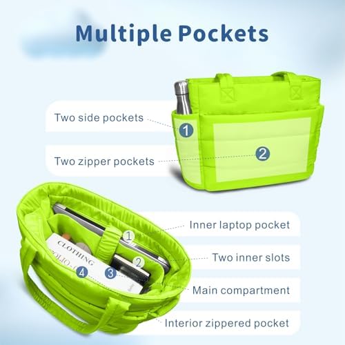 TOPDesign Lightweight Puffy Handbag for Women Travel TOPDesign Quilted Shoulder Bag for Women Work TOPDesign Puffer Tote