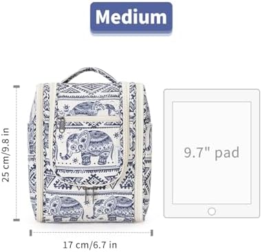 Narwey Large Blue Leaf Hanging Toiletry Bag for Women Travel and Men Cosmetics Organizers