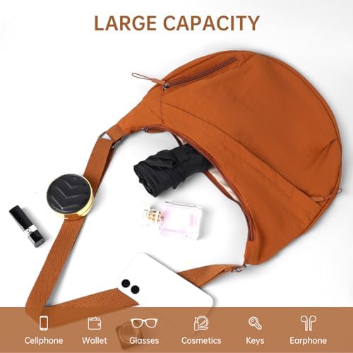 FFEDAYUN Crescent Bags for Women Casual Shoulder Handbags Multi-Pocket Lightweight Crossbody Purse Nylox Nylon Hobo Slin