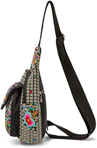 SILKAREA Embroidered Boho Small Sling Bag for Women Travel (Blue) SILKAREA Embroidered Boho Small Sling Bag for Women Ch