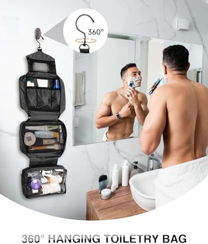 Travel Toiletry Bag for Women Men - Portable Large Hanging Organizer Sell Point: Makeup Bag for Cosmetic, Shampoo, Condi