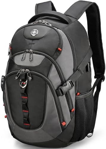 Swissdigital Design Laptop Backpack with USB Charging Port | Men's 15.6 Inches Fit 31L Travel Backpack | Blue/Black | SD