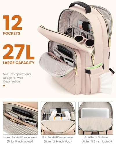 Laptop Backpack Purse for Women Work Travel Black OEKO-TEX STANDARD 100 Laptop Backpack Purse for Women College Black Qu