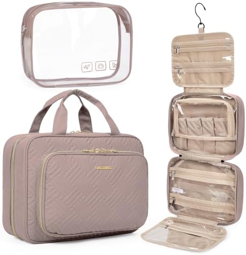 Toiletry Bag Smart Hanging Travel Makeup Organizer TSA Approved Transparent | Travel Makeup Organizer with Hanging Feat