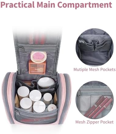 Narwey Large Blue Leaf Hanging Toiletry Bag for Women Travel and Men Cosmetics Organizers