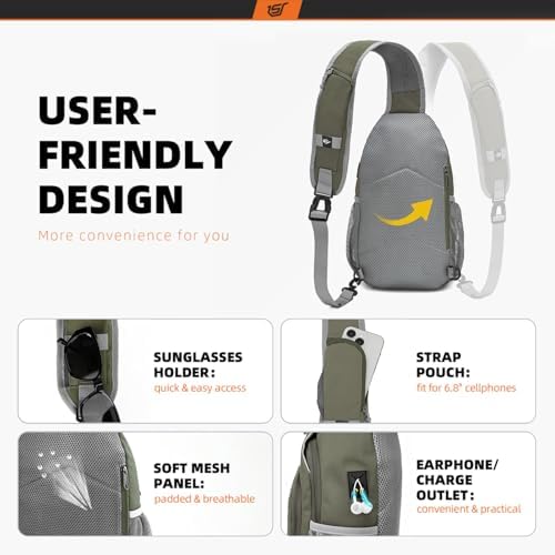 SKYSPER Anti-RFID Crossbody Sling Backpack for Women Men(Army Green) SKYSPER Travel Hiking Crossbody Bag for Women Men