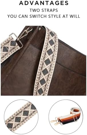 AUYOCO Vegan Leather Crossbody Bags for Women Handbag with Guitar Strap Zipped Pockets AUYOCO Vegan Leather Crossbody