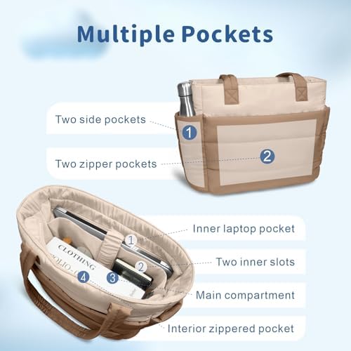 TOPDesign Lightweight Puffy Handbag for Women Travel TOPDesign Quilted Shoulder Bag for Women Work TOPDesign Puffer Tote