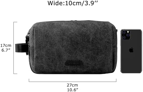 Men's Water-resistant Toiletry Bag - BAGSMART Dopp Kit Canvas Travel Organizer - Black - Large - Image 46