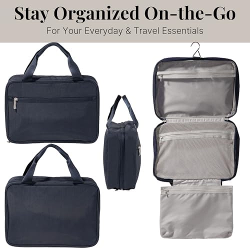Baggallini Unisex Large Hanging Travel Toiletry Kit - Lightweight 8x11 Inch Makeup Bag for Everyone Travel