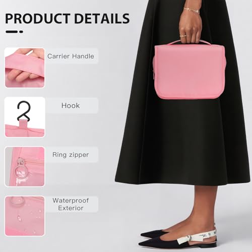 Trousse de toilette Zivacate rose pour voyage, affaires et fitness - étanche avec poignée et 3 sacs à cordon