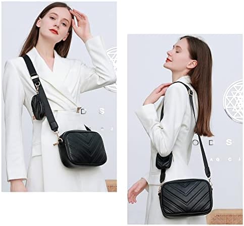 Herald Chevron Quilted Small Crossbody Bag for Women - Camera Side Shoulder Bag, 2 Sizes, Coin Purse Included Herald Che