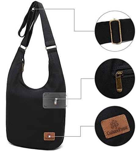 Coton Pose Women's Hippie Crossbody Bag - Top Zip Large Capacity Canvas Sling Bag - Handmade Jacquard Cloth