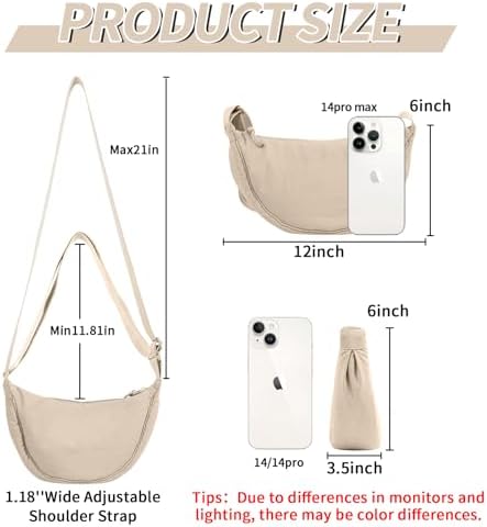 EVGLOW Nylon Crescent Crossbody Bag - Trendy Women's Travel Sling Bag EVGLOW Nylon Crescent Crossbody Bag - Small Men's