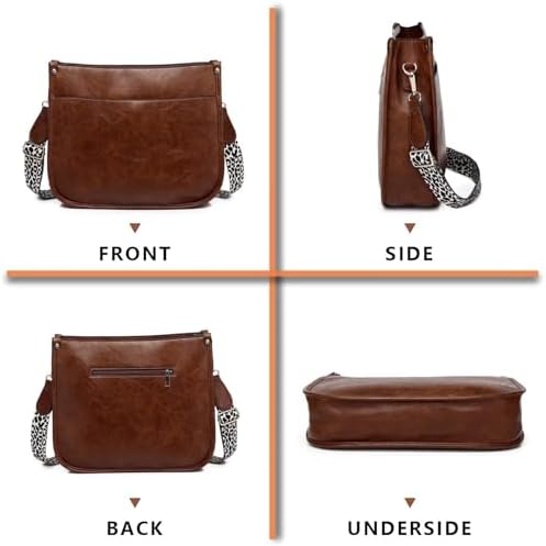 AUYOCO Vegan Leather Crossbody Bags for Women Handbag with Guitar Strap Zipped Pockets AUYOCO Vegan Leather Crossbody