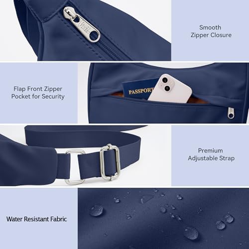 Fancy Forest KALIDI Nylon Crescent Bag Medium Casual Shoulder Crossbody Purse for Women Men Travel with External Pocket