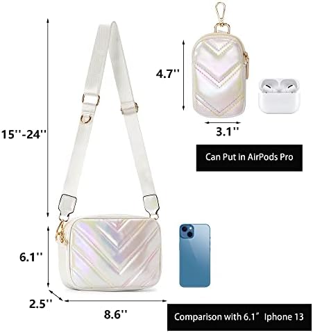 Herald Chevron Quilted Small Crossbody Bag for Women - Camera Side Shoulder Bag, 2 Sizes, Coin Purse Included Herald Che
