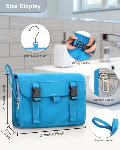Relavel Travel Toiletry Bag for Men, Large Capacity Travel Kit, Hanging Toiletry Bag for Women