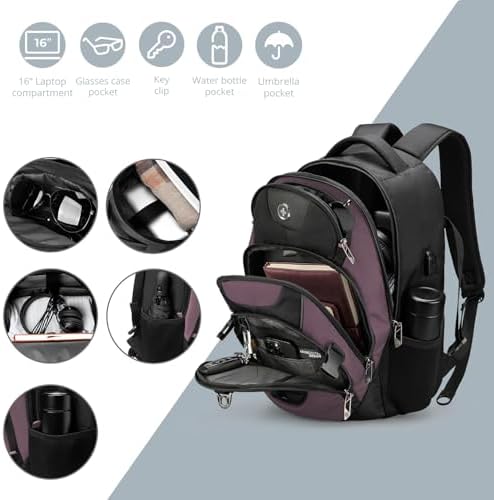 Swissdigital Design Laptop Backpack with USB Charging Port | Men's 15.6 Inches Fit 31L Travel Backpack | Blue/Black | SD