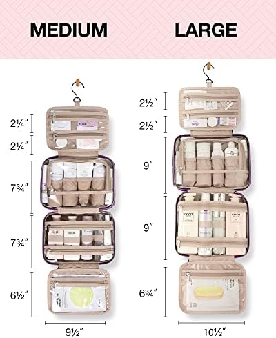 Toiletry Bag Smart Hanging Travel Makeup Organizer TSA Approved Transparent | Travel Makeup Organizer with Hanging Feat