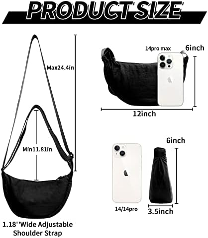 EVGLOW Nylon Crescent Crossbody Bag - Trendy Women's Travel Sling Bag EVGLOW Nylon Crescent Crossbody Bag - Small Men's