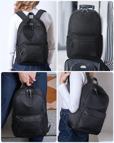 HOMIEE Lightweight Casual Laptop Backpack Black Fits 15.6 Inch Computer Unisex College Work Travel Water-Resistant Cute
