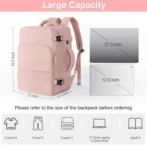 Women's Flight Approved Travel Backpack with USB Charging, Lightweight & Waterproof, Ideal for College, Work and Travel