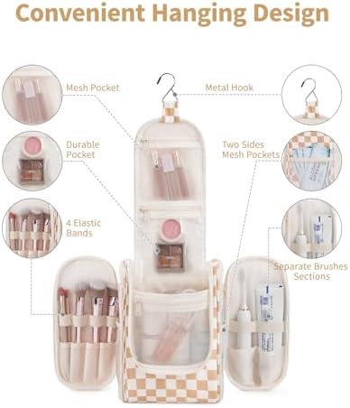 Narwey Large Blue Leaf Hanging Toiletry Bag for Women Travel and Men Cosmetics Organizers