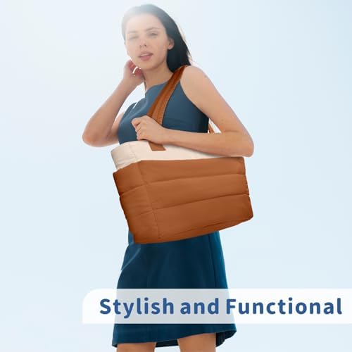 TOPDesign Lightweight Puffy Handbag for Women Travel TOPDesign Quilted Shoulder Bag for Women Work TOPDesign Puffer Tote