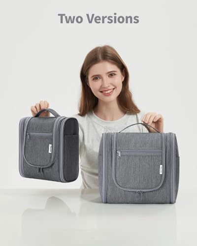 Narwey Large Blue Leaf Hanging Toiletry Bag for Women Travel and Men Cosmetics Organizers