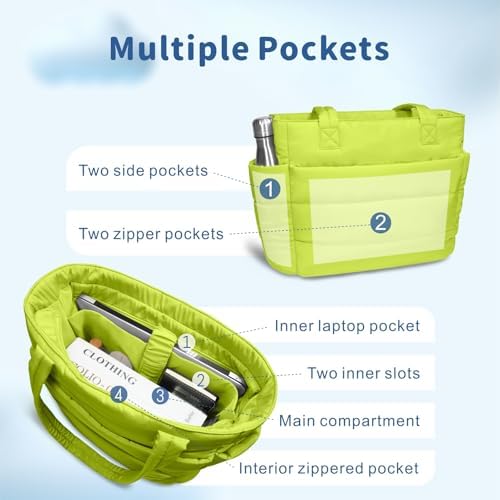 TOPDesign Lightweight Puffy Handbag for Women Travel TOPDesign Quilted Shoulder Bag for Women Work TOPDesign Puffer Tote