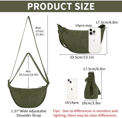 EVGLOW Nylon Crescent Crossbody Bag - Trendy Women's Travel Sling Bag EVGLOW Nylon Crescent Crossbody Bag - Small Men's