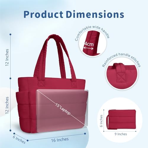 TOPDesign Lightweight Puffy Handbag for Women Travel TOPDesign Quilted Shoulder Bag for Women Work TOPDesign Puffer Tote