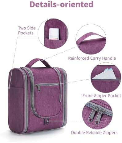 Narwey Large Blue Leaf Hanging Toiletry Bag for Women Travel and Men Cosmetics Organizers