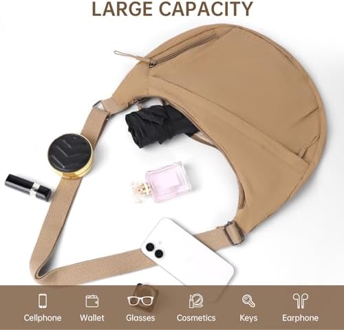 FFEDAYUN Crescent Bags for Women Casual Shoulder Handbags Multi-Pocket Lightweight Crossbody Purse Nylox Nylon Hobo Slin