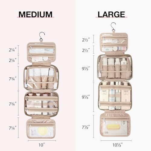 Toiletry Bag Smart Hanging Travel Makeup Organizer TSA Approved Transparent | Travel Makeup Organizer with Hanging Feat