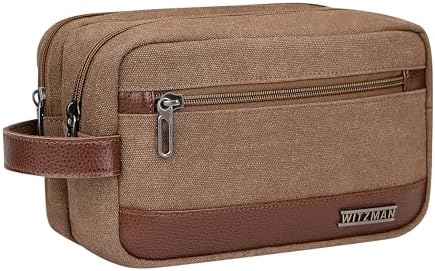 WITZMAN Classic Black A8001 Men's Water-Resistant Travel Dopp Kit Bag